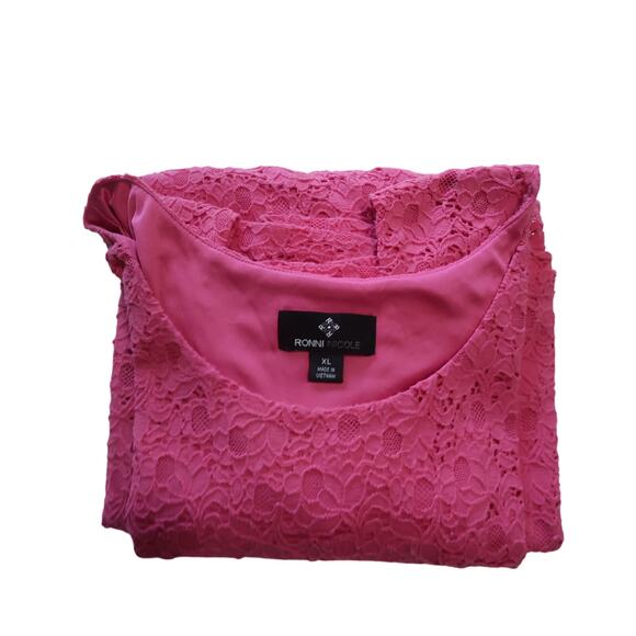 Ronni Nicole Pink Lace Sleeveless Dress XL Damask Eyelet Scoop Neck Cottage Boho - Picture 4 of 14